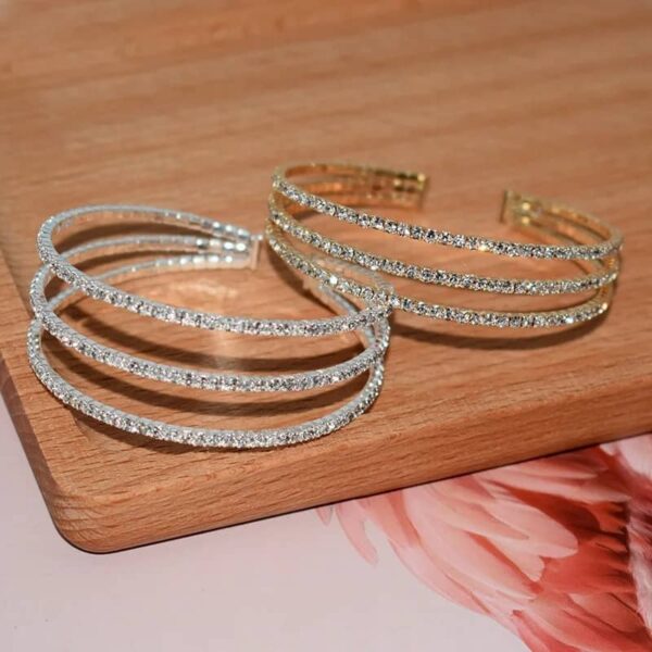 Silver Rhinestone Cuff Bracelets
